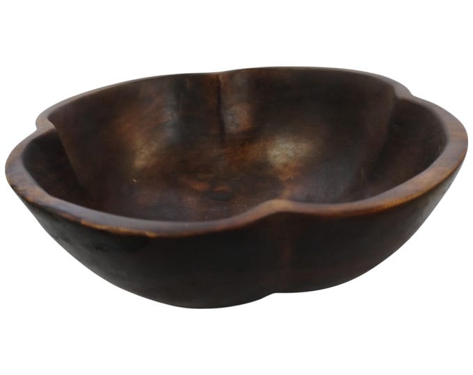 Hand-Carved Ebony Wood Soup Bowl with Organic / Flower-Like Shape - Rustic Home Decor- Decorative Art- African Art | home decor