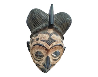 ON SALE!! Antique Central African Carved Wooden Mask with Elaborate Coiffure (Lulua Style) home decor African art