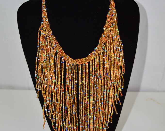 Beaded Gold African Necklace | Maasai Traditional | Gift for Her