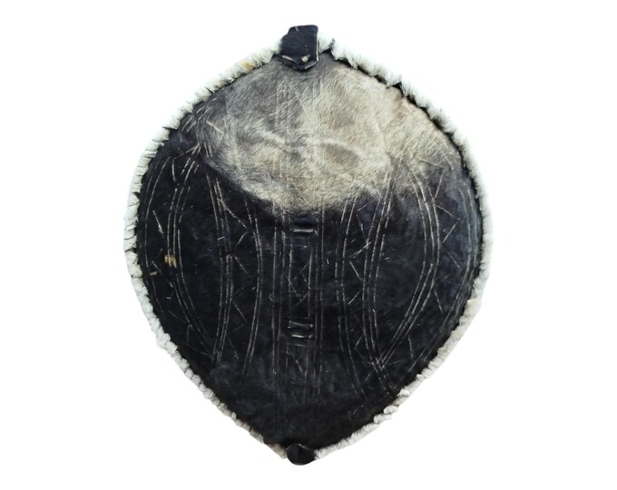 An Authentic Hand Painted African Masai Shield Tribal Art Wall Decor Warrior Shield Kenya Black White Gray Geometric
