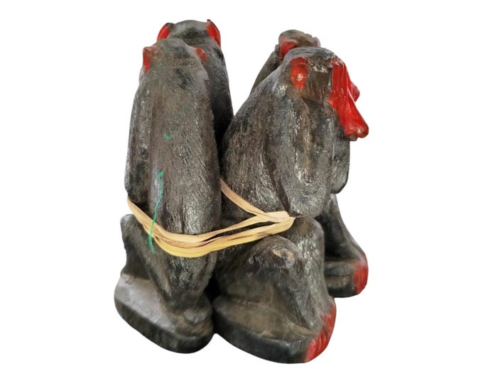 On sale Unique African Hand-Carved Four Wise Baboons Figurines (Home Decor) handmade sculpture