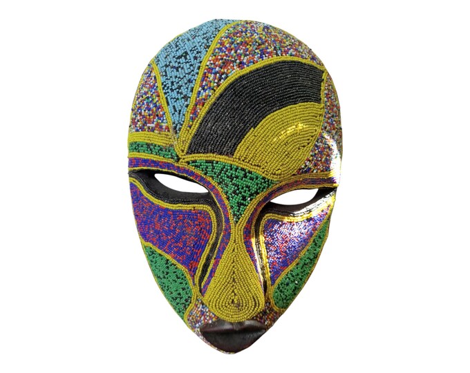 ON SALE!! Kaleidoscope of Culture: West African Beaded Ceremonial Mask Hand-Carved Wood Art gift wood Wall Hanging Home Decor