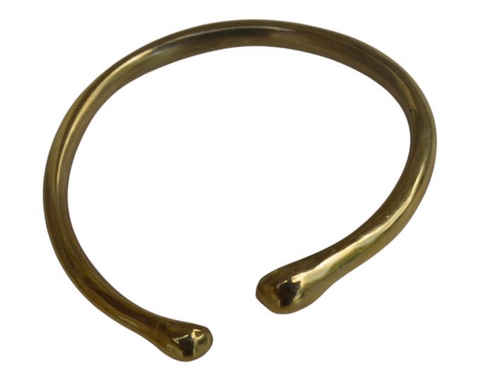 On sale Minimalist Brass Open Cuff Bangle with Rounded Ends - Sleek African Style
