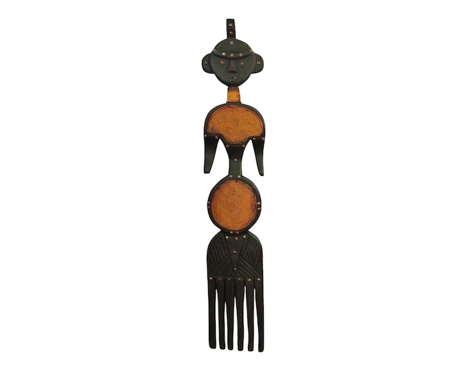 ON SALE!!  Authentic West African Lobi Ceremonial Comb with Orange Beadwork home decor African art Wall art