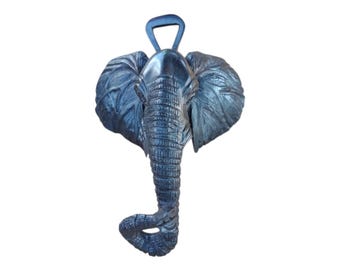 Hand-Carved Wooden Elephant Sculpture: African Decor Wall Hanging (12x10 in