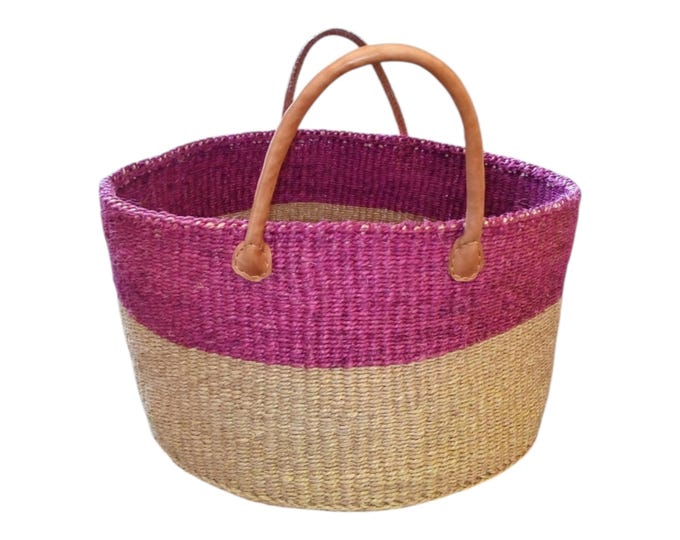Handwoven Kenyan Sisal Kiondo Basket Bag: Natural & Earthy African Tote, Unique Gift, African Decor Shopping Bag