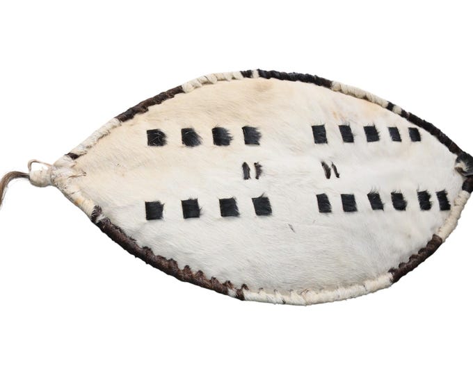 African Zulu/Nguni Style Shield | Natural Cow Hide Hair-on-Hide Wall Art | Minimalist Tribal Decor