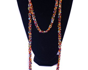 Beaded African Necklace: Maasai Red, Yellow & Gold