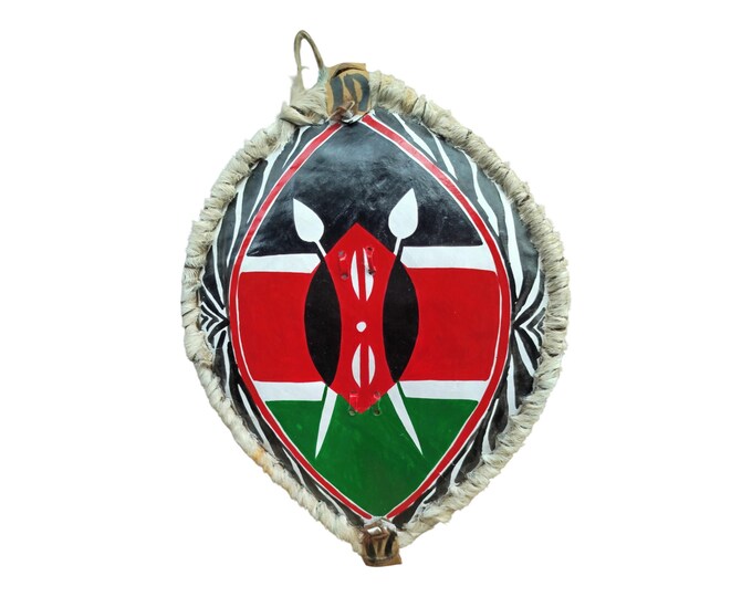 A Hand Painted African Masai Shield Tribal Art Wall Decor Warrior Shield Kenya Black Brown Red White Unique Decor