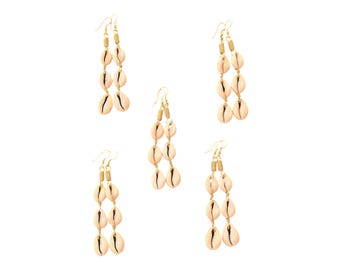 Wholesale Cowrie Shell Dangle Earrings: Gold Accent Boho Jewelry