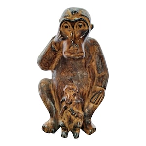 Hand-Carved Kenyan Gorilla Family Figurine: Home Decor Sculpture 4.6 (42)