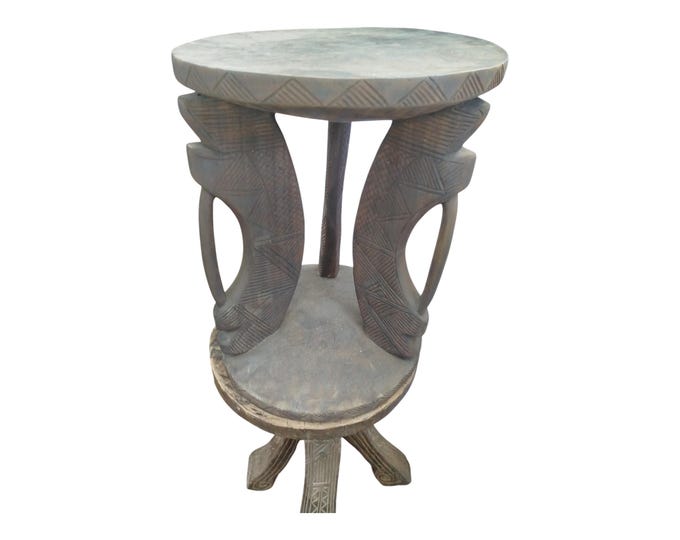 ON SALE!!Authentic African Carved Wooden Three-Legged Stool home decor African art Wall art