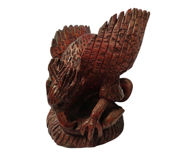 ON SALE!Hand-Carved Wooden Eagle and Snake Sculpture - Dynamic Wildlife Art Decor - African Art Decor-Table top console top Art grandpa gift