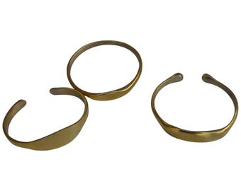 Handcrafted Minimalist Brass Bangle Set - African Style Open Cuff