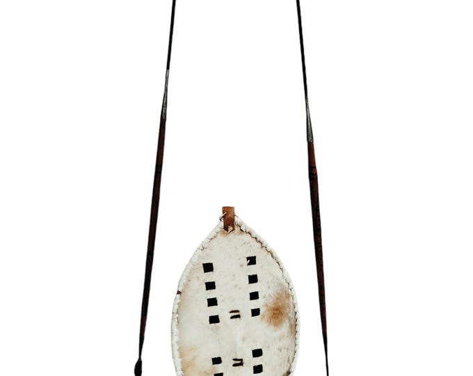 Zulu Warrior Bundle (Shield & Spears) White Shield,African handmade leather shield and spears,african home decor,wall art