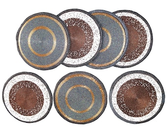 Hand-Beaded African Placemats: Set of 6 Maasai Inspired Charger Plates