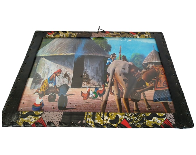Hand-Painted African Wall Art:  Daily Rhythms - African Homestead Life - Cultural Wall Art - Unique decor
