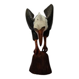 Hand-Carved Wooden Eagle on Rock Sculpture - Art Decor-Table top console top Art grandpa gift