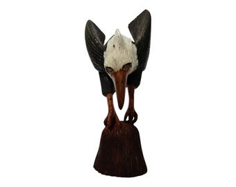 Hand-Carved Wooden Eagle Sculpture: Wildlife Art Decor, 23-Inch