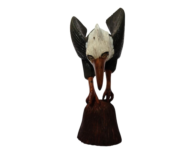 Hand-Carved Wooden Eagle on Rock Sculpture - Art Decor-Table top console top Art grandpa gift