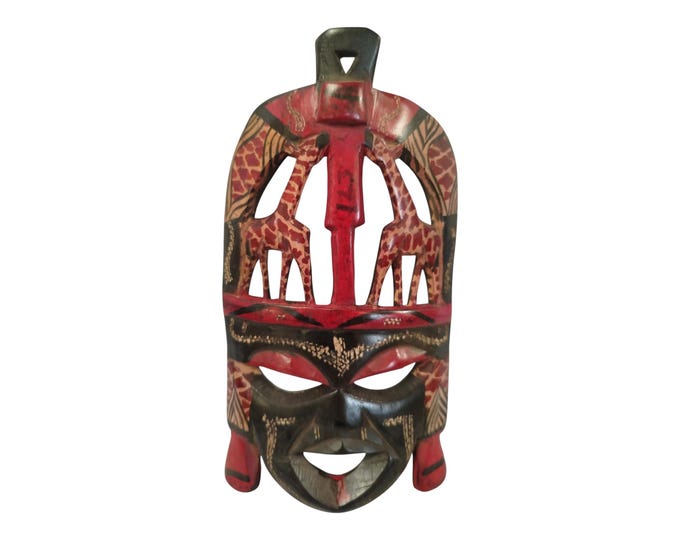 On sale!Hand-Carved Wooden African Mask with Giraffe Motifs - Cultural Art Decor |Traditional Decor|home Decor