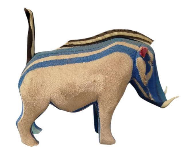 A  Hand Carved Striped rubber Warthog Sculpture African Art Decor Gift Collectible Handmade Display Decor Tribal Art