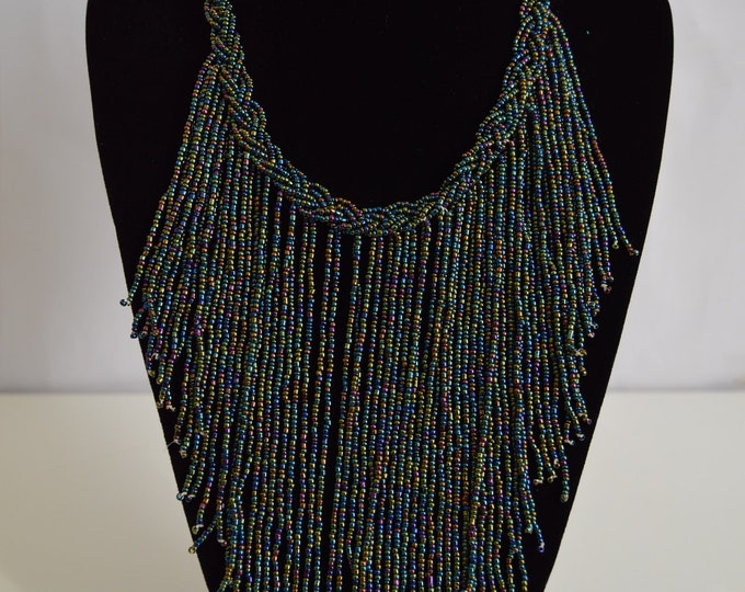 Beaded Multicolored Gold African Necklace | Maasai Traditional | Gift for Her