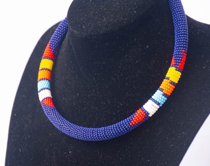 Blue African choker Necklace | Maasai Traditional | Gift for Her