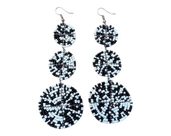ON SALE Black and White Maasai Earrings | Tribal Earrings | Masai Earrings | Maasai Mara Earrings | Zebra bead design