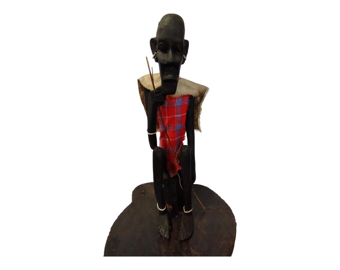 Hand-Carved Maasai Elder Figurine (Home Decor) African Elder Statue Unique Gift Tribal Art Decor Statue Gift Collectible Handmade Display
