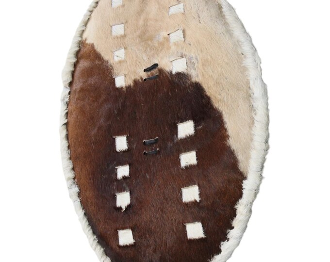 Nguni Style Shield | Natural Tan & Brown Hair-on-Hide Wall Art | Bicolor Cowhide Tribal Decor | Rustic