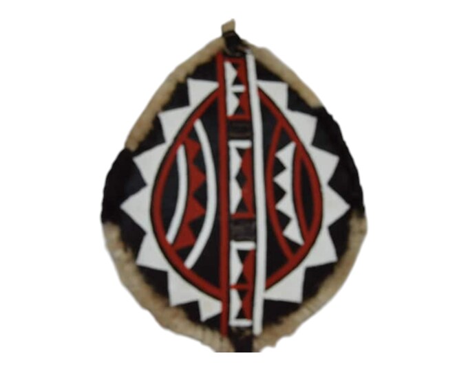 On sale African Traditional native Maasai Shield Handpainted Leather Handmade Africa Wall Decoration Ornamental Red Black White Gift