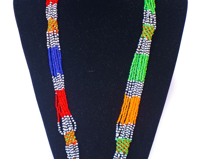 Green Red Blue Soft African Necklace | Maasai Traditional | Gift for Her