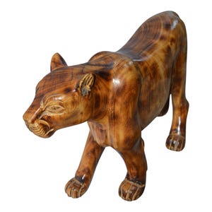 On sale !!  Exquisite Hand-Carved Wooden Panther Figurine - Wild Animal Art Decor| wood Wall Hanging Home Decor