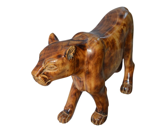 On sale !!  Exquisite Hand-Carved Wooden Panther Figurine - Wild Animal Art Decor| wood Wall Hanging Home Decor