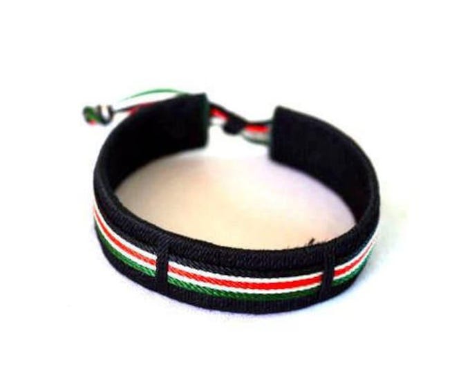 Kenyan Flag Woven Cord Bracelet - Adjustable Patriotic Jewelry with Black, Red, and Green Stripes