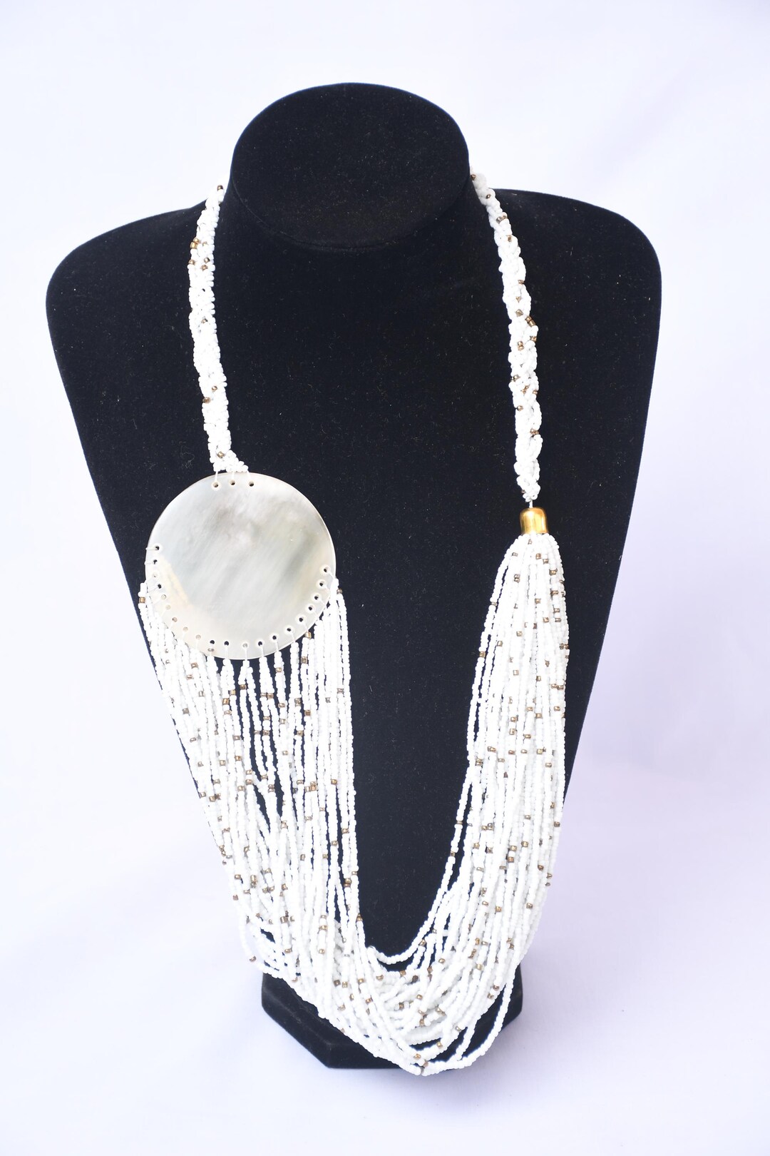 African Beaded Maasai Necklace: White Statement Jewelry - Etsy