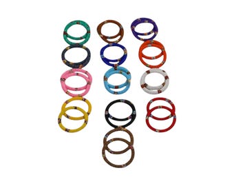 Bulk Set of 11 Maasai Beaded Bangle Pairs | 22 Rainbow African Hoop Bracelets | Handmade Seed Bead Jewelry