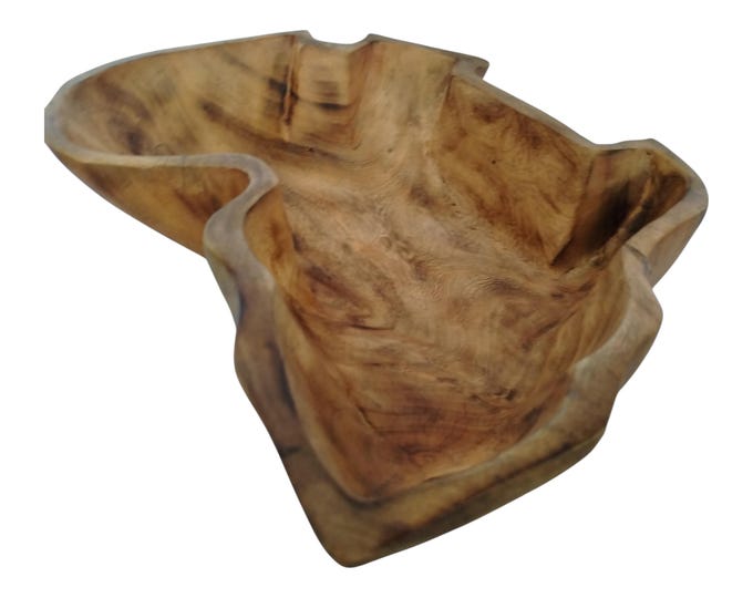 Hand-Carved Wooden Africa-Shaped Bowl - Rustic & Decorative Art- African Art | home decor