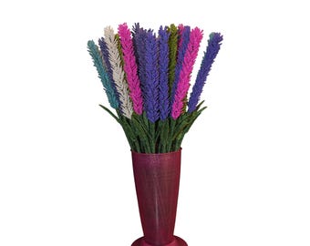 Beaded Lavender Bouquet, Czech Beads, Wire Sculpture, Home Decor