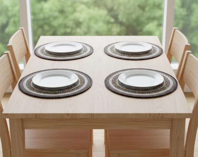 Handmade Maasai Beaded Placemats, Multi-Color Tribal Round Charger, Boho Dining Decor