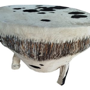 Atemberaubender afrikanischer Rindsleder-Trommel-Tisch (einzigartiges Wohndekor & großer Couchtisch) Traditionelle Psyche |Tribal Art Decor| Handgefertigte Display-Dekor