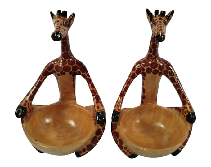 ON SALE!!Hand-Carved Wooden Giraffe Bowl Stand - Unique African Art Decor - Home Decor