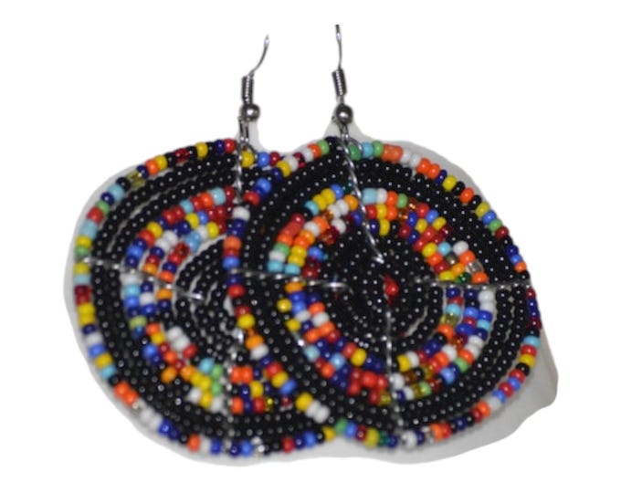 On SALE African Maasai Earrings | Beaded Earrings | Black Earrings