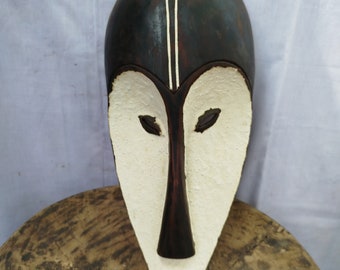 Striking Fang Warrior Mask - Hand-Carved Wood, Gabon Art gift wood Wall Hanging Home Decor