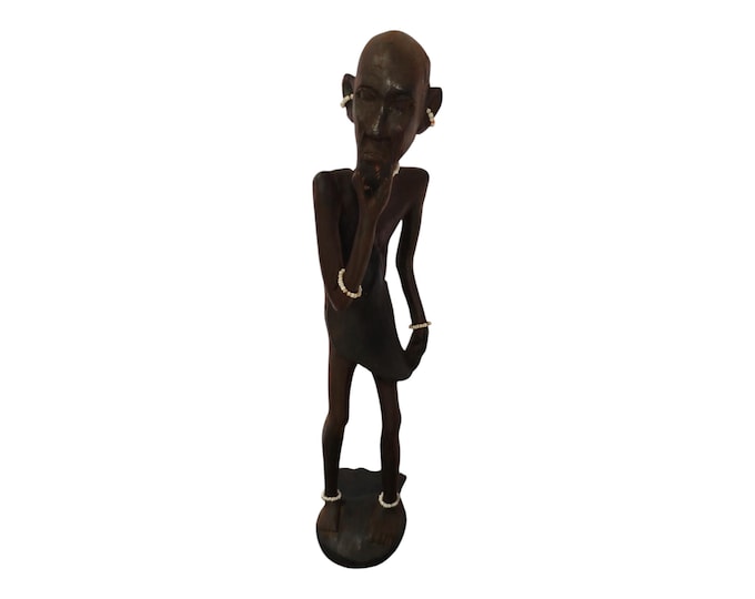 Hand-Carved African Contemplative African Figure (Home Decor)