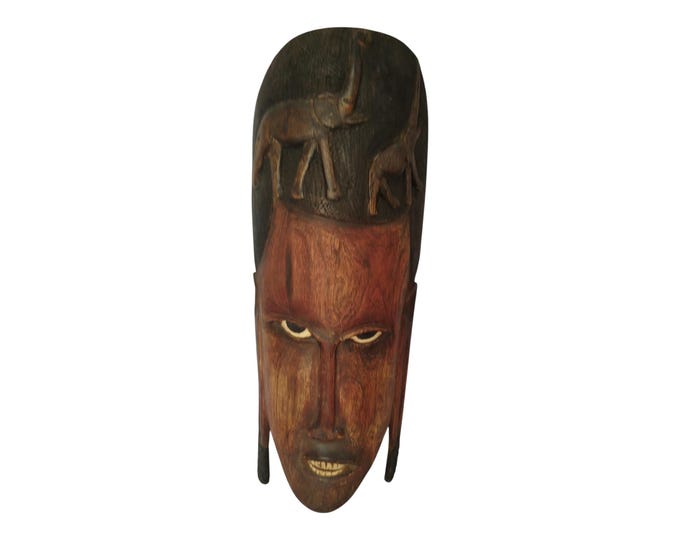 On sale! Hand-Carved Wooden African Mask with Animal Figures - Cultural Art Decor |Traditional Decor|home Decor