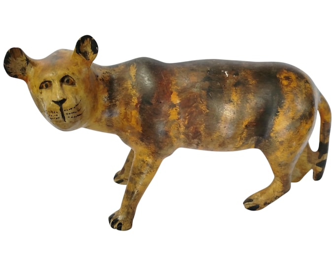 A Hand-Painted Wooden Leopard Figurine - African Wildlife Art Decor |Traditional Decor|home Decor