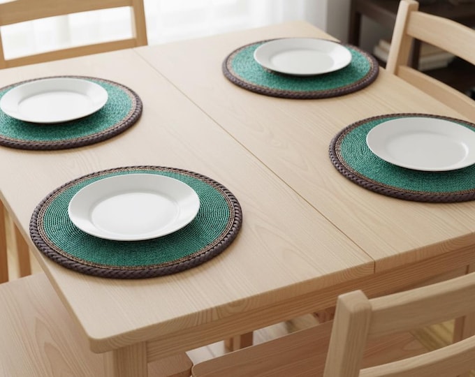 Handmade African Maasai Beaded Table Mats - Turquoise and Gold Set