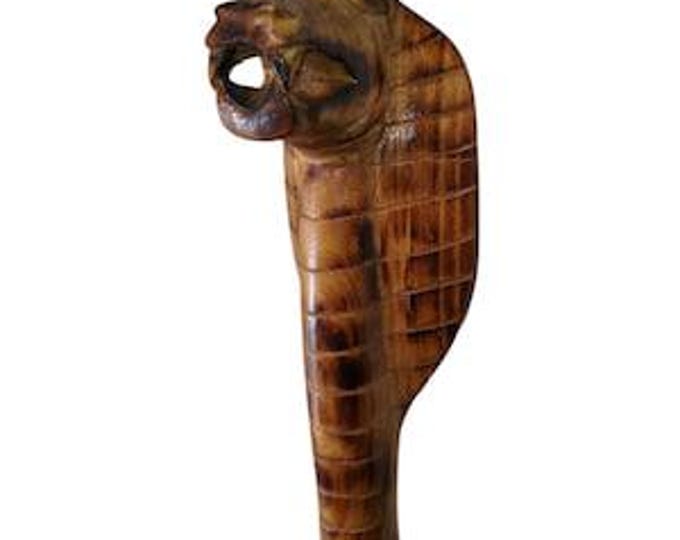 On Sale!!  Hand-Carved Cobra Snake Walking Stick: Unique & Detailed Wooden Cane Gentleman Royalty